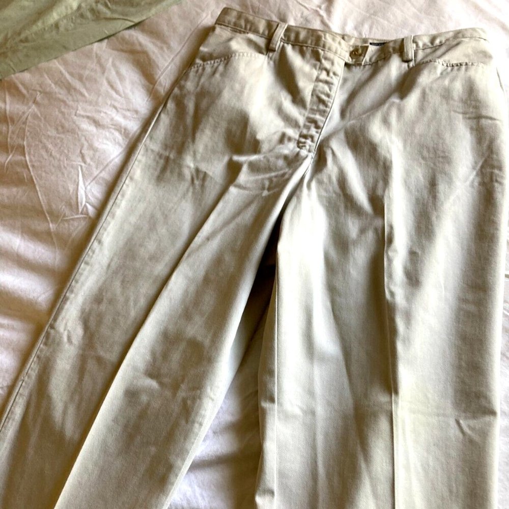 SAMANTHA Khaki Women's Pants - Size 16M - Straight Leg-Flat Front-High Waisted